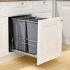VEVOR Pull-Out Trash Can, 35 QT x2 Double Under Mount Kitchen Waste Container, Heavy Duty Garbage Recycling Bin with Door Kit and Soft Close Slide, for Kitchen Cabinet, Sink, Under Counter (Grey)