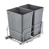 VEVOR Pull-Out Trash Can, 35 QT x2 Double Under Mount Kitchen Waste Container, Heavy Duty Garbage Recycling Bin with Door Kit and Soft Close Slide, for Kitchen Cabinet, Sink, Under Counter (Grey)