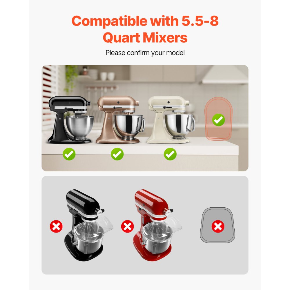 VEVOR Mixer Slider, Oval 15.7 x 11.1-inch, Appliance Slider Compatible with Tilt Head 5.5-8 Qt Stand Mixer, PTFE Feet, Kitchen Countertop Storage Mover Sliding Tray, Natural Wood