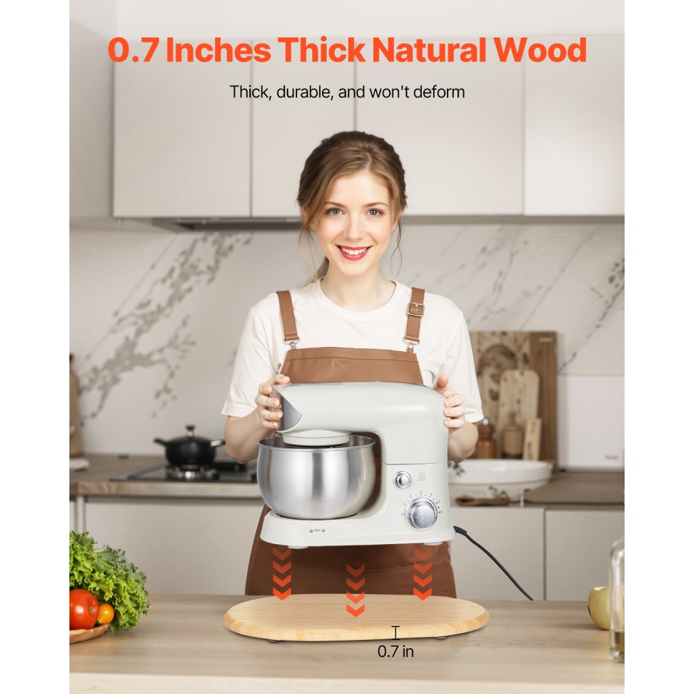 VEVOR Mixer Slider, Oval 15.7 x 11.1-inch, Appliance Slider Compatible with Tilt Head 5.5-8 Qt Stand Mixer, PTFE Feet, Kitchen Countertop Storage Mover Sliding Tray, Natural Wood