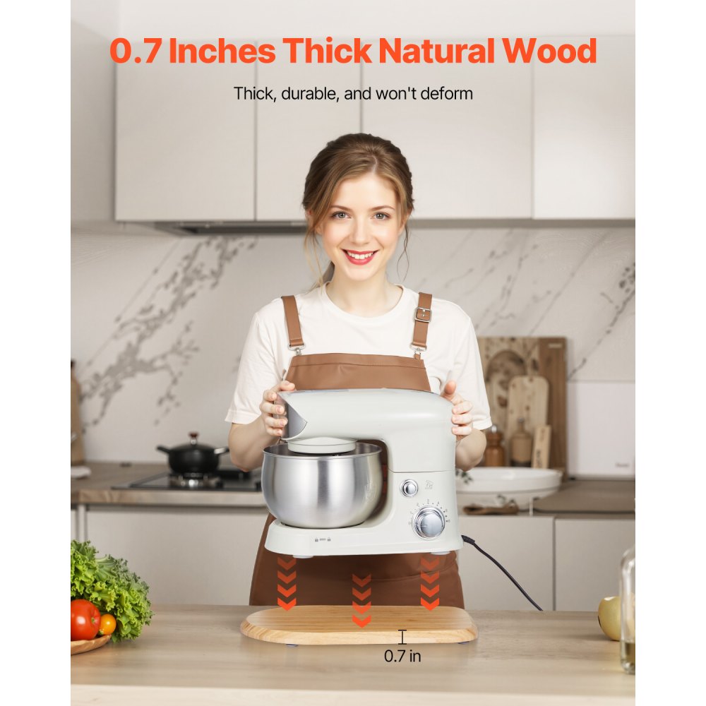 VEVOR Mixer Slider, Oval 14.5 x 9.4-inch, Appliance Slider Compatible with Tilt Head 4.5-5 Qt Stand Mixer, PTFE Feet, Kitchen Countertop Storage Mover Sliding Tray, Natural Wood