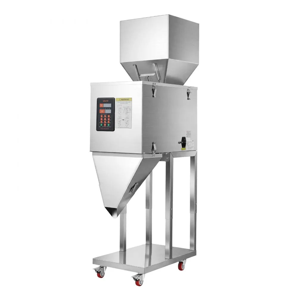 VEVOR Powder Filling Machine, 20-5000g (0.04-11.02lbs) Automatic Particle Dispenser, Stainless Steel, Smart Weighing Dispensing Filler w/ Foot Pedal, for Coffee Beans, Grains, Tea, Spices, Silver