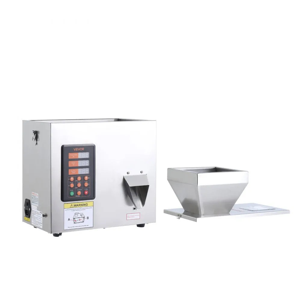 VEVOR Powder Filling Machine, 3-200g (0.01-0.44 lbs) Automatic Particle Dispenser, High Accuracy, Stainless Steel, Intelligent Weighing Dispensing Filler for Coffee Beans, Grains, Tea, Spices, Silver