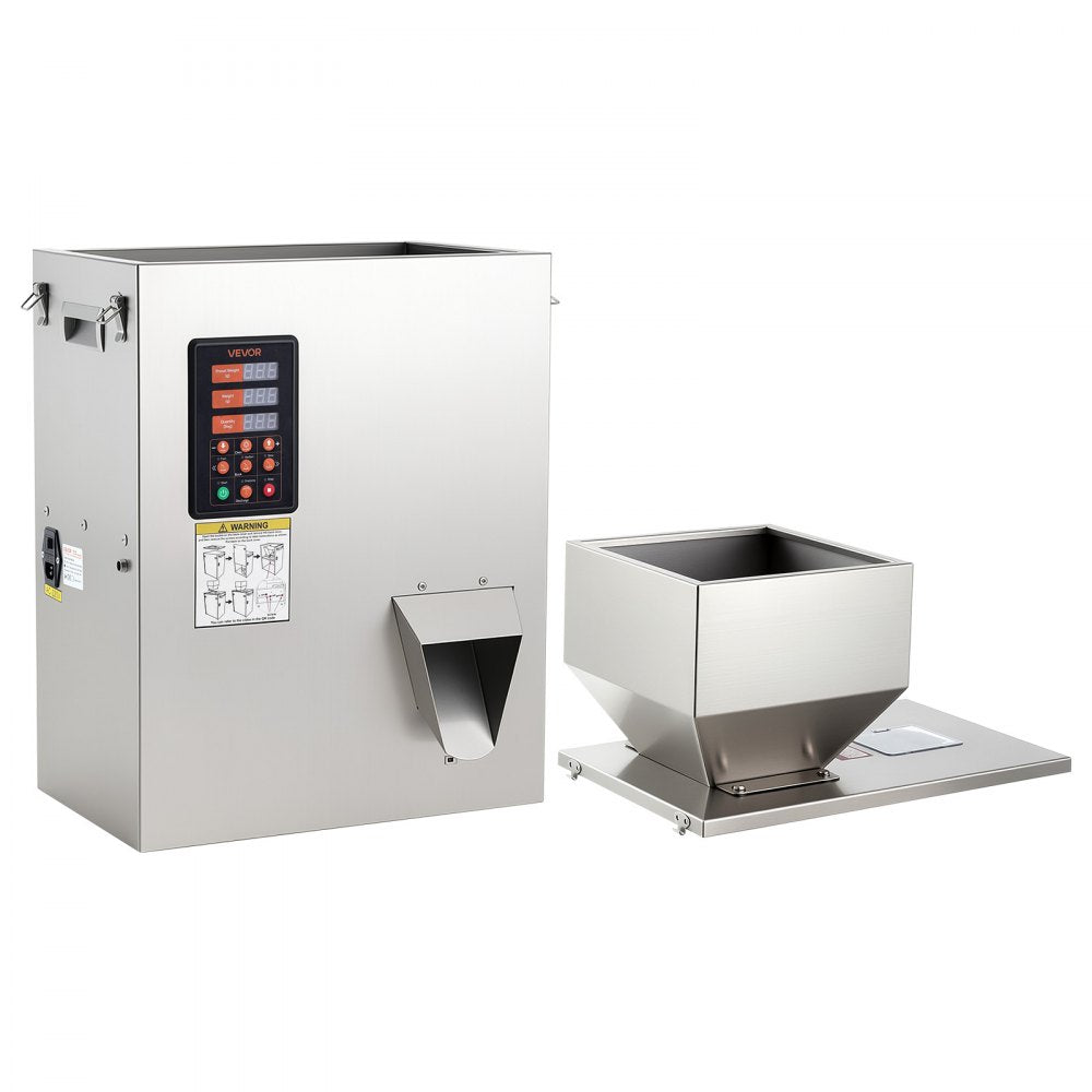 VEVOR Powder Filling Machine, 10-500g (0.02-1.1lbs) Automatic Particle Dispenser, High Accuracy, Stainless Steel, Intelligent Weighing Dispensing Filler for Coffee Beans, Grains, Tea, Spices, Silver