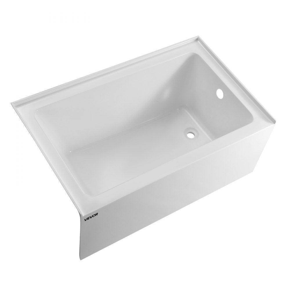 VEVOR Alcove Bathtub, 48" x 30" Contemporary Alcove Acrylic Bathtub, Soaking Bath Tub with Right Hand Drain and Overflow Hole, Large Rectangular Deep Soak Tub for Bathroom with Integral Flange, White