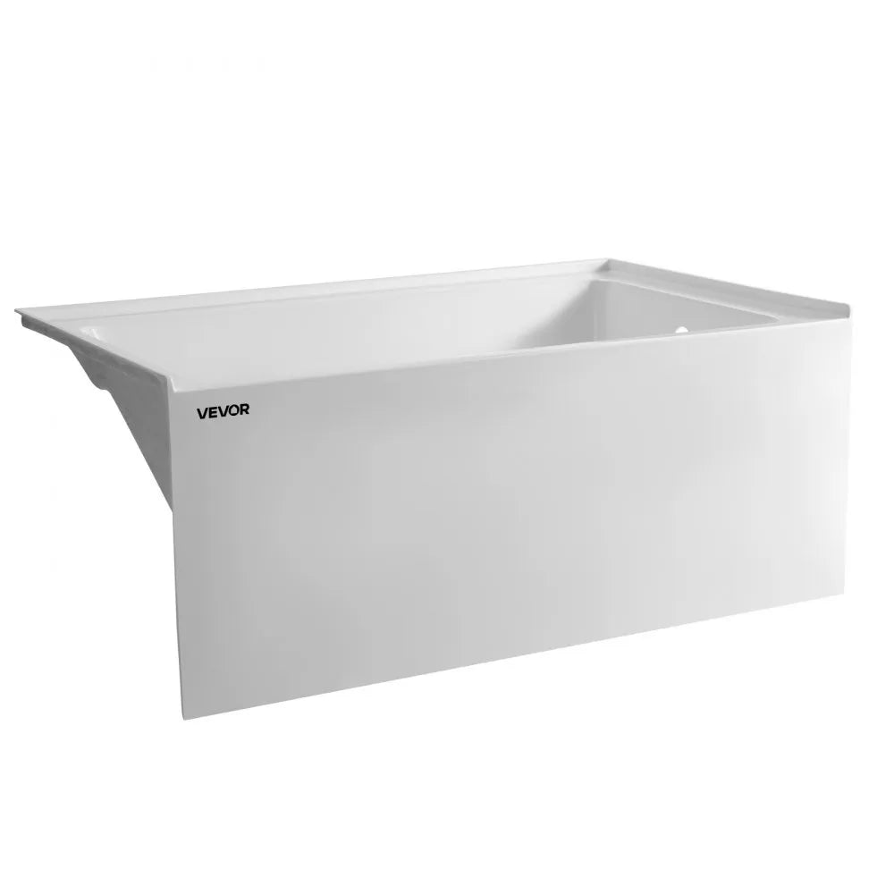 VEVOR Alcove Bathtub, 48" x 30" Contemporary Alcove Acrylic Bathtub, Soaking Bath Tub with Right Hand Drain and Overflow Hole, Large Rectangular Deep Soak Tub for Bathroom with Integral Flange, White