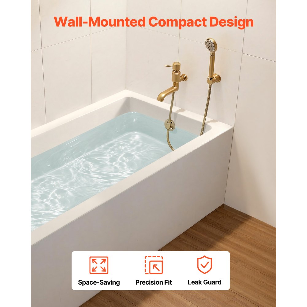 VEVOR Alcove Bathtub, 60" x 30" Contemporary Alcove Acrylic Bathtub, Soaking Bath Tub with Left Hand Drain and Overflow Hole, Large Rectangular Deep Soak Tub for Bathroom with Integral Flange, White