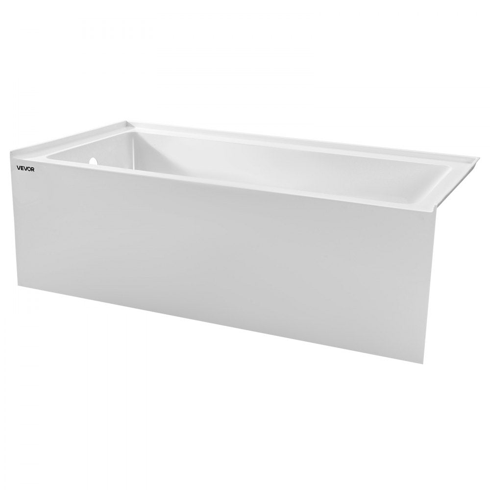 VEVOR Alcove Bathtub, 60" x 30" Contemporary Alcove Acrylic Bathtub, Soaking Bath Tub with Left Hand Drain and Overflow Hole, Large Rectangular Deep Soak Tub for Bathroom with Integral Flange, White