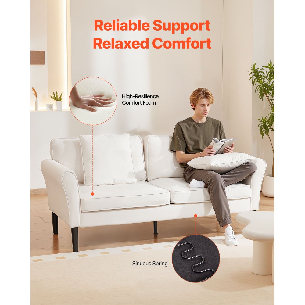 VEVOR loveseat sofa reliable support and sinuous spring (infographic)