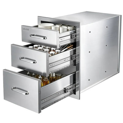 Vevor Outdoor Kitchen Drawers 3-Tier BBQ Island Storage 21