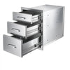 VEVOR Outdoor Kitchen Drawers, 21"W x 22"H x 14"D, 3-Tier Storage Access, for BBQ Island Storage, Patio Bars and Grill Station, with Handle, Built-In BBQ Island Drawers Organize Cookware Accessories