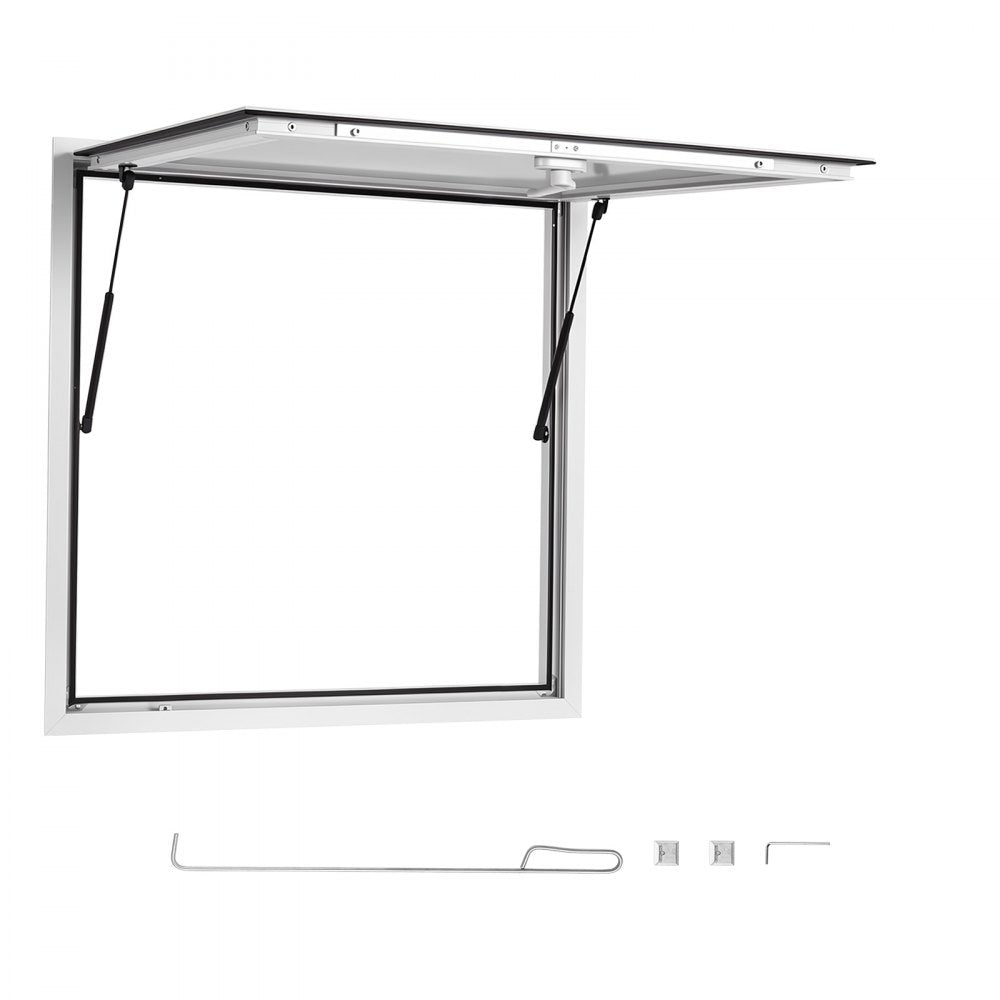 VEVOR Concession Window 36x36 in Aluminum Alloy Frame Service Window, for Food Truck, Up to 85 Degrees Stand Serving with Awning Door and Drag Hook, Rainwater Resistant for Concession Trailer
