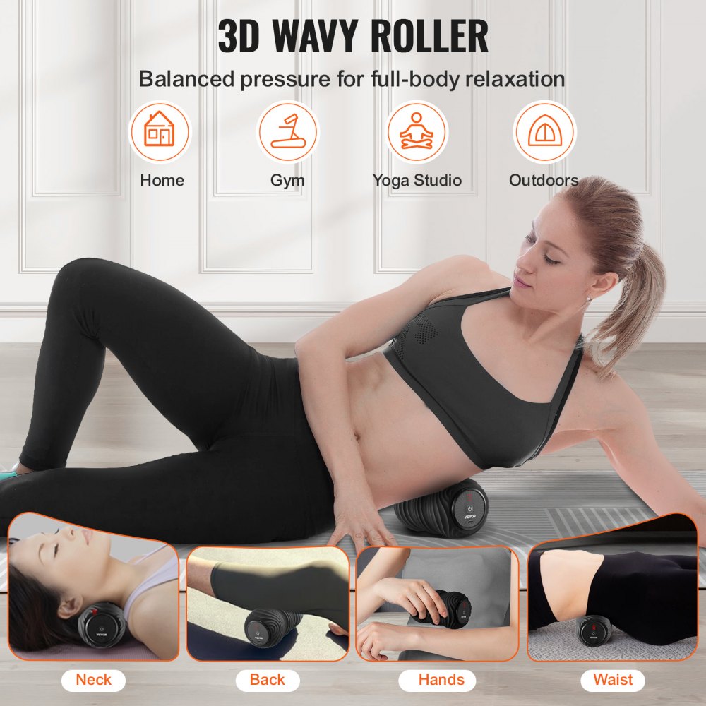VEVOR Vibrating Peanut Massage Ball, Electric Double Lacrosse Massage Roller with 4 Intensities, Rechargeable Deep Tissue Massage Ball for Muscle Pain Relief, Exercise Recovery, Trigger Point Therapy