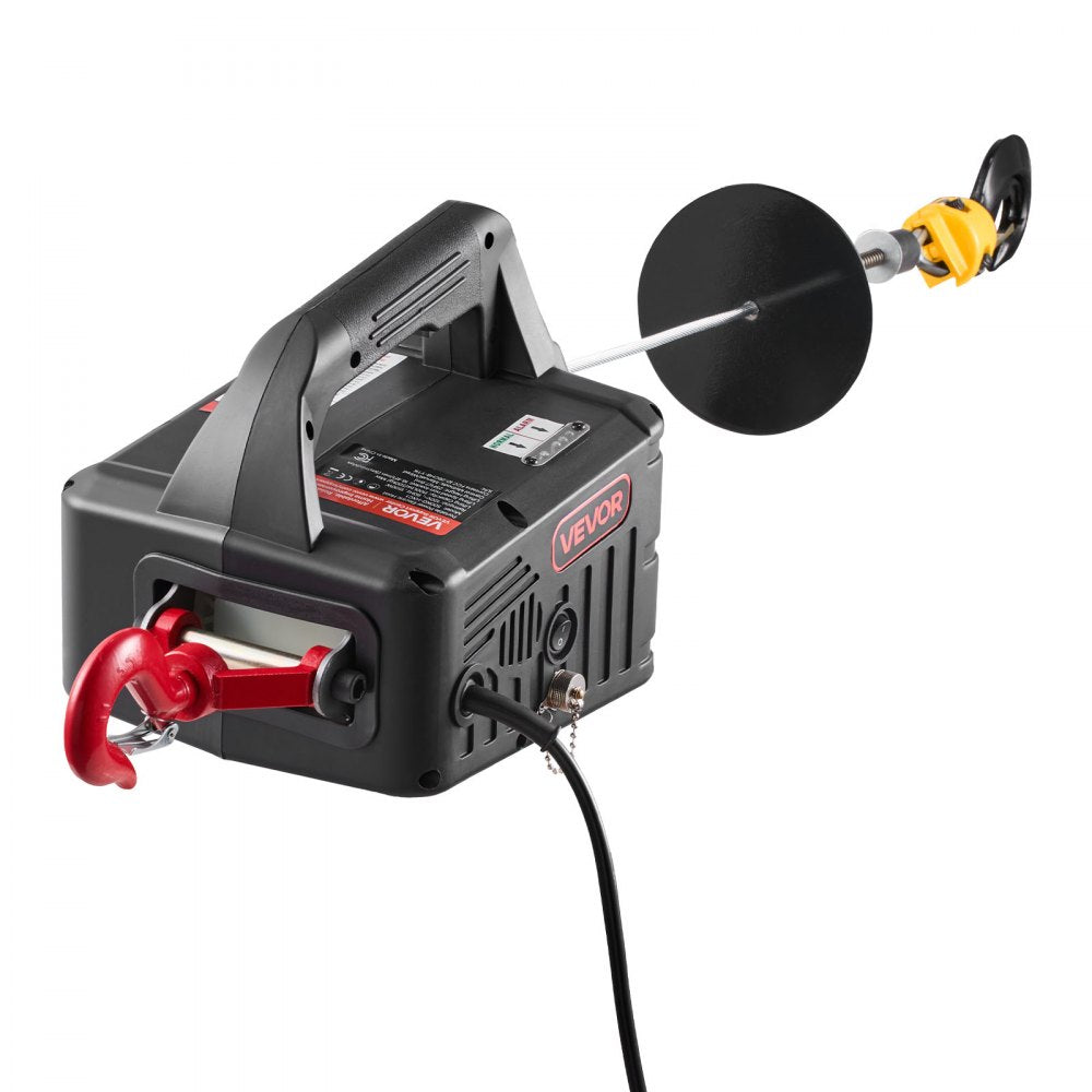 VEVOR 2-in-1 Electric Hoist Winch, 1100 lbs Capacity, 1500W Portable Power Winch Crane, 25 ft Lifting Height, 16.4 ft/min with Manual and Wired Remote Control for Factory, Warehouss, Garage