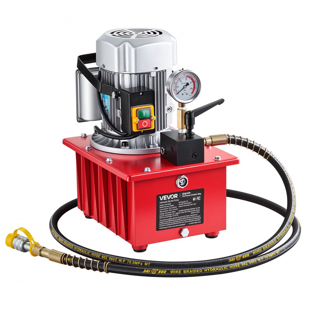 VEVOR Electric Hydraulic Pump, 750W 10,000 PSI, 120V Single Acting Electric Driven Hydraulic Pump Power Pack Unit, with Manual Valve, 2.1 Gallon / 8L, for Punching, Bending, Single Acting Cylinders