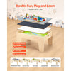 VEVOR Multi-Purpose Activity Play Table, 290 Building Bricks and 30-Piece Wooden Train Set Railway, Vehicles, Tracks and Accessories, Wooden Kids Activity Table with Storage Area for Kids Ages 3+