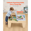 VEVOR Multi-Purpose Activity Play Table, 290 Building Bricks and 30-Piece Wooden Train Set Railway, Vehicles, Tracks and Accessories, Wooden Kids Activity Table with Storage Area for Kids Ages 3+