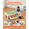 VEVOR Train Table, 100 Multicolor Pieces Wooden Kids Activity Table with Rolling Storage Drawer, 3-in-1 Wooden Train Set for Gaming, Drawing, Reading, Eating, Creative Toy Set for Kids Ages 3+