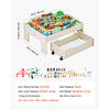 VEVOR Train Table, 100 Multicolor Pieces Wooden Kids Activity Table with Rolling Storage Drawer, 3-in-1 Wooden Train Set for Gaming, Drawing, Reading, Eating, Creative Toy Set for Kids Ages 3+