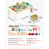 VEVOR Train Table, 84 Multicolor Pieces Wooden Kids Activity Table with Collapsible Storage Bin, 3-in-1 Wooden Train Set for Gaming, Drawing, Reading, Eating, Creative Toy Set for Kids Ages 3+