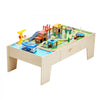 VEVOR Train Table, 62 Multicolor Pieces Wooden Kids Activity Table with Large Storage Drawer, 3-in-1 Wooden Train Set for Playing, Drawing, Reading, Eating, Creative Toy Set for Kids Ages 3+