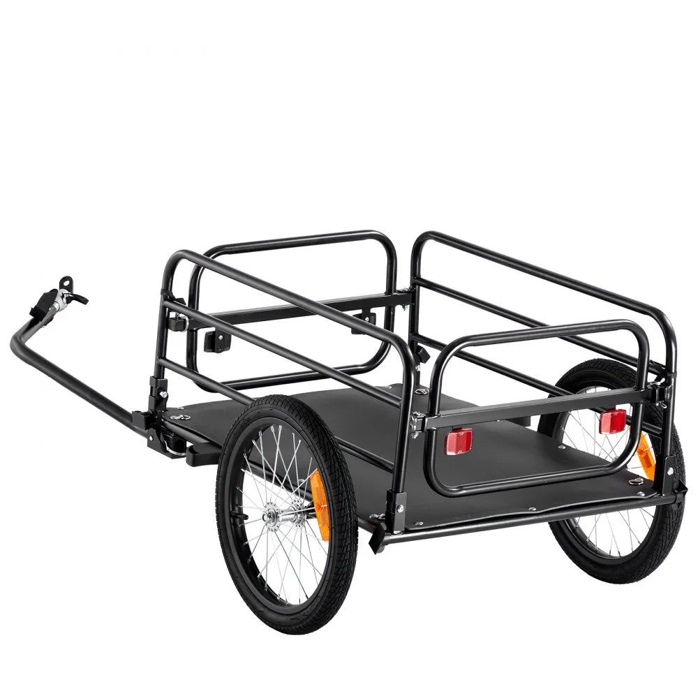 VEVOR Bike Cargo Trailer, 160 lbs Load Capacity, Heavy-Duty Bicycle Wagon Cart, Foldable Compact Storage & Quick Release with Universal Hitch, 16" Wheels, Safe Reflectors, Fits 22"-28" Bike Wheels