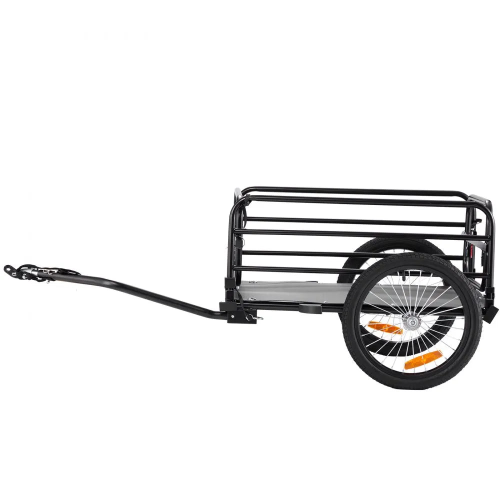 VEVOR Bike Cargo Trailer, 160 lbs Load Capacity, Heavy-Duty Bicycle Wagon Cart, Foldable Compact Storage & Quick Release with Universal Hitch, 16" Wheels, Safe Reflectors, Fits 22"-28" Bike Wheels