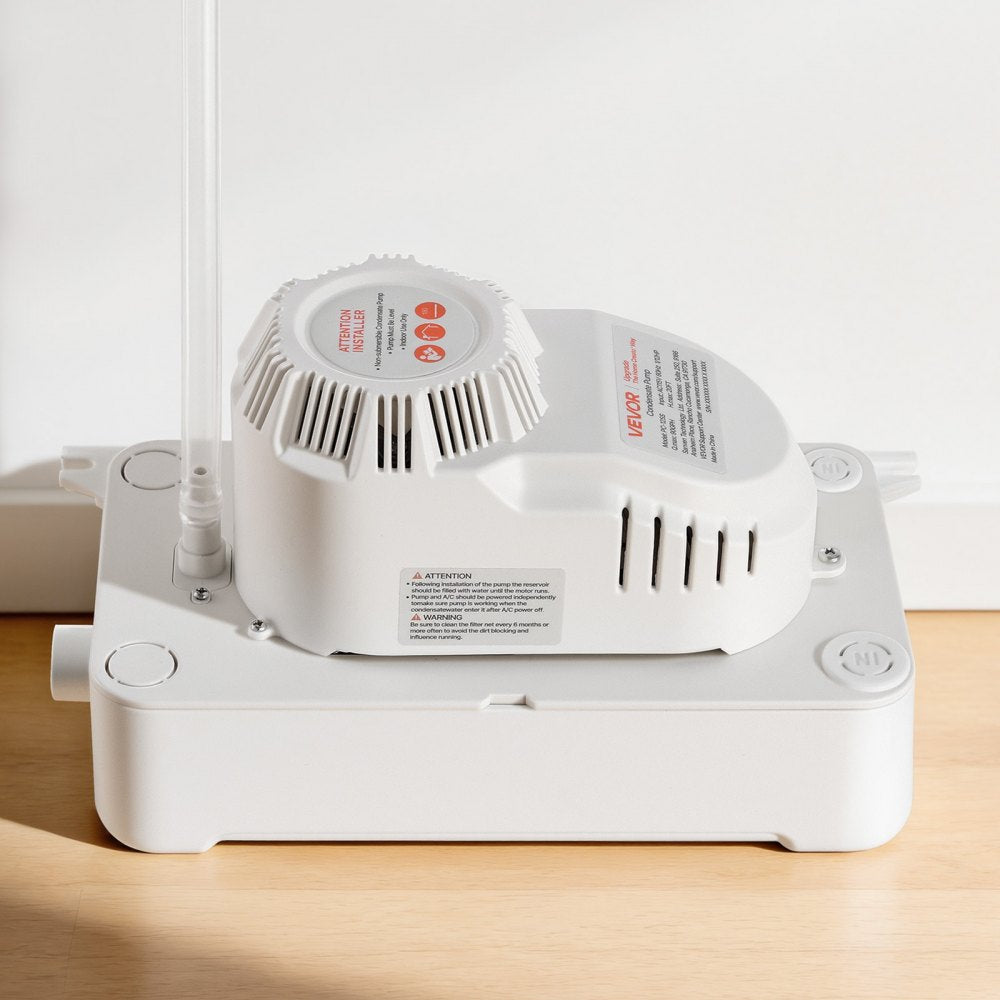 VEVOR Condensate Pump, 1/12 HP, 90 GPH, 20 ft Lift, 115V Automatic AC Condensation Removal Pump with Safety Switch 20 ft Tubing, for Air Conditioner, Dehumidifier, HVAC, Furnace, Ice Maker Water Drain