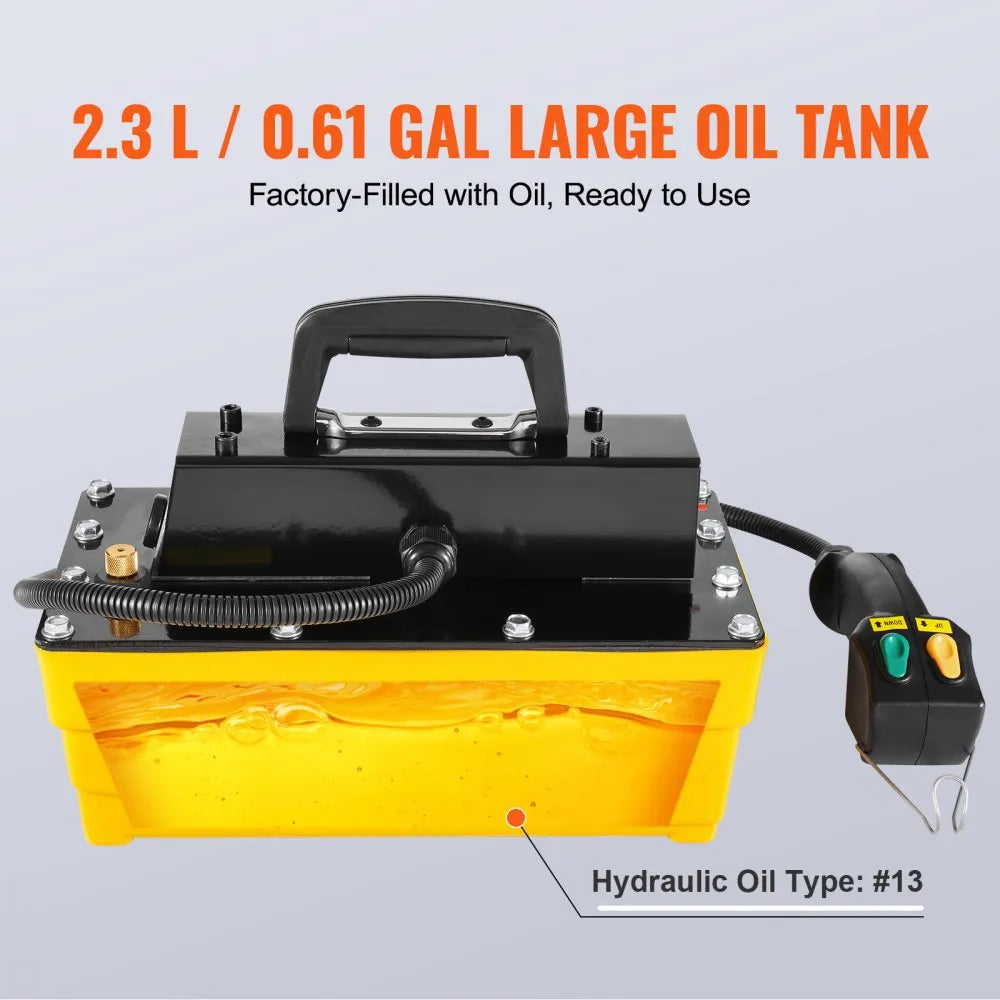 VEVOR 10,000PSI Air Hydraulic Pump, 0.61 Gal Reservoir, NPT 3/8 In Oil Outlet, NPT 1/4 In Inlet, Plastic Air Hydraulic Pump with Remote Control Actuator, for Automobile Frame Machine & Hydraulic Press