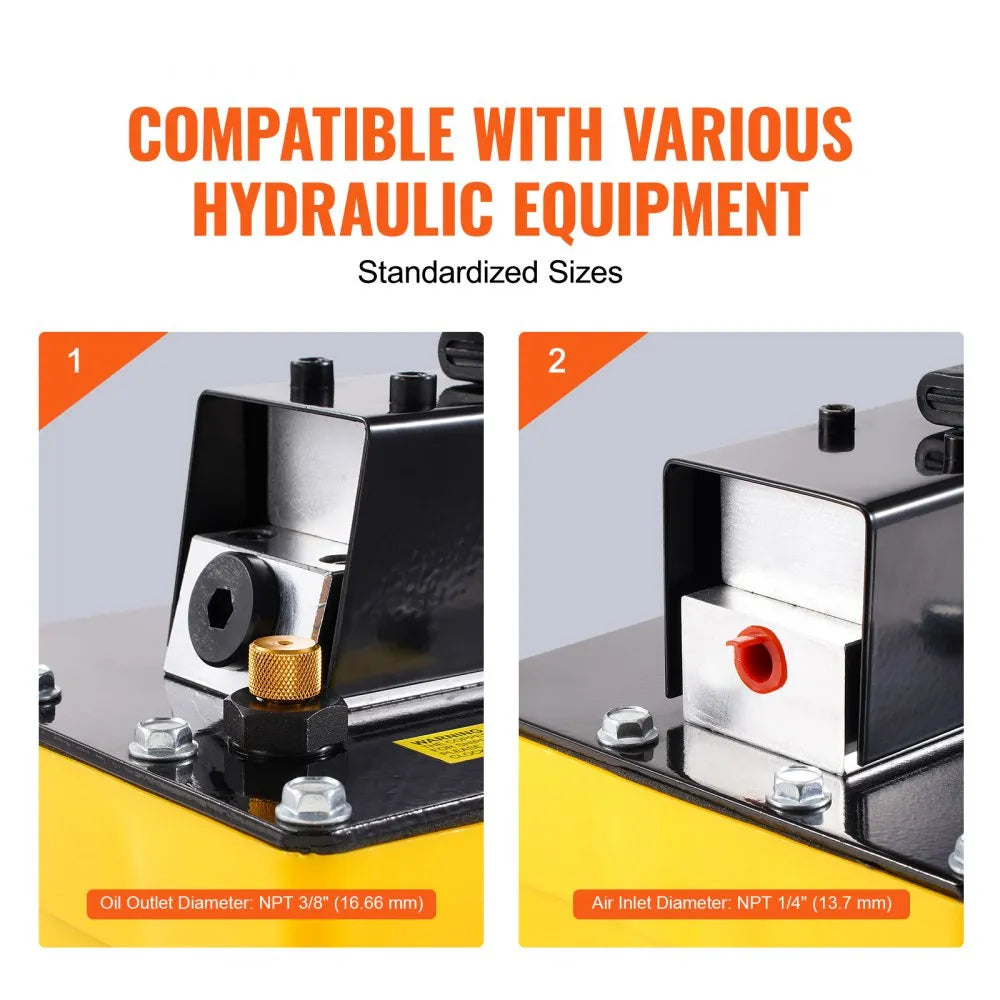 VEVOR 10,000PSI Air Hydraulic Pump, 0.61 Gal Reservoir, NPT 3/8 In Oil Outlet, NPT 1/4 In Inlet, Plastic Air Hydraulic Pump with Remote Control Actuator, for Automobile Frame Machine & Hydraulic Press