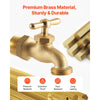 VEVOR Hose Bibb, 3/4" MIP x 3/4" MHT Connection, Multi-Turn Garden Valve, Heavy Duty Brass Hose Bib, Outdoor Water Faucet Spigot, Brass Plumbing Fitting, Compatible with Copper, Galvanized Pipes