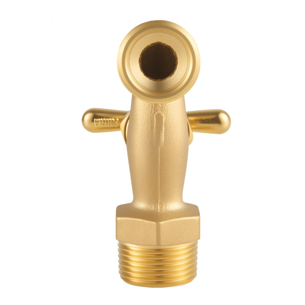 VEVOR Hose Bibb, 3/4" MIP x 3/4" MHT Connection, Multi-Turn Garden Valve, Heavy Duty Brass Hose Bib, Outdoor Water Faucet Spigot, Brass Plumbing Fitting, Compatible with Copper, Galvanized Pipes
