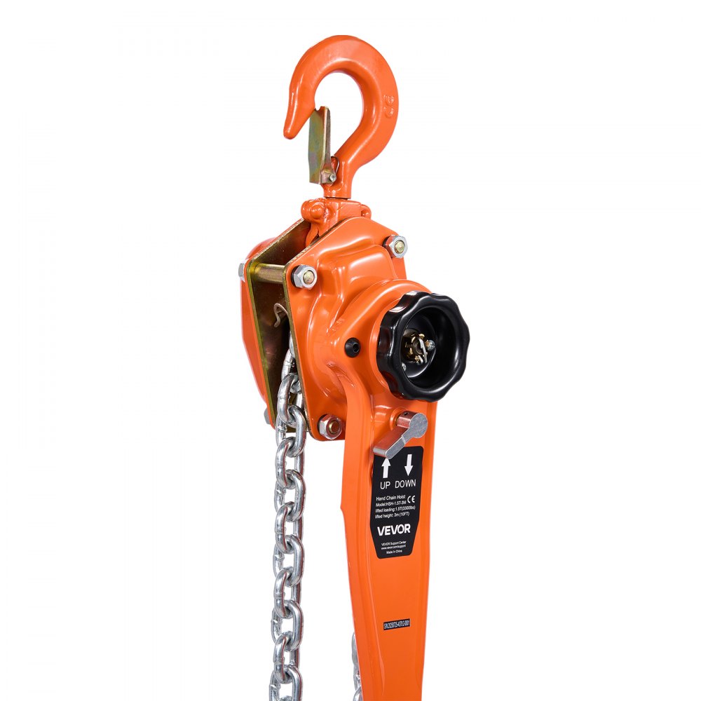 VEVOR Manual Lever Chain Hoist, 1-1/2T 3300LBS Capacity Heavy Duty Come Along, 10FT Lift G80 Alloy Steel Chain With Dual Pawl Mechanical Brake,360°Rotating Hooks, for Warehouse Construction Garage