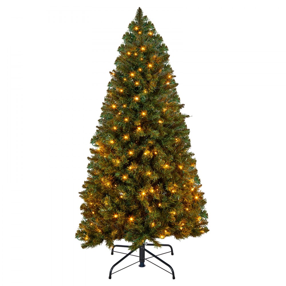 VEVOR Christmas Tree, 4ft Prelit Artificial Xmas Tree, Full Holiday Decor Trees with 120 Warm White LED Lights, 8 Lighting Modes, 539 Branch Tips & Sturdy Metal Base for Home Party Office Decoration