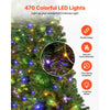 VEVOR Christmas Tree, 7.2ft Prelit Artificial Xmas Tree, Full Holiday Decor Trees with 470 Colorful LED Lights, 11 Lighting Modes, 1346 Branch Tips & Sturdy Metal Base for Home Party Office Decoration