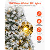 VEVOR Christmas Tree, 4ft Prelit Flocked Artificial Tree, Full Holiday Xmas Deco Trees with 120 Warm White LED Lights, 8 Lighting Modes & 539 Branch Tips for Home Party Office Decoration