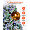 VEVOR Christmas Tree, 7.2ft Prelit Flocked Artificial Tree, Full Holiday Xmas Deco Trees with 470 Colorful LED Lights, 11 Lighting Modes & 1346 Branch Tips for Home Party Office Decoration