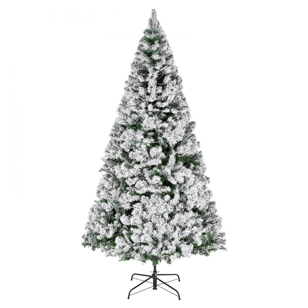 VEVOR Christmas Tree, 7.2ft Prelit Flocked Artificial Tree, Full Holiday Xmas Deco Trees with 470 Colorful LED Lights, 11 Lighting Modes & 1346 Branch Tips for Home Party Office Decoration