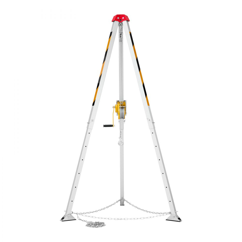VEVOR Confined Space Tripod Kit, Heavy Duty Rescue Tripod Lifting Hoist 1200 lbs Winch, 4.1 ft Adjustable Legs, 65 ft Cable Portable Kit, 32.8 ft Fall Protection, 4.40-7.05 ft Working Height