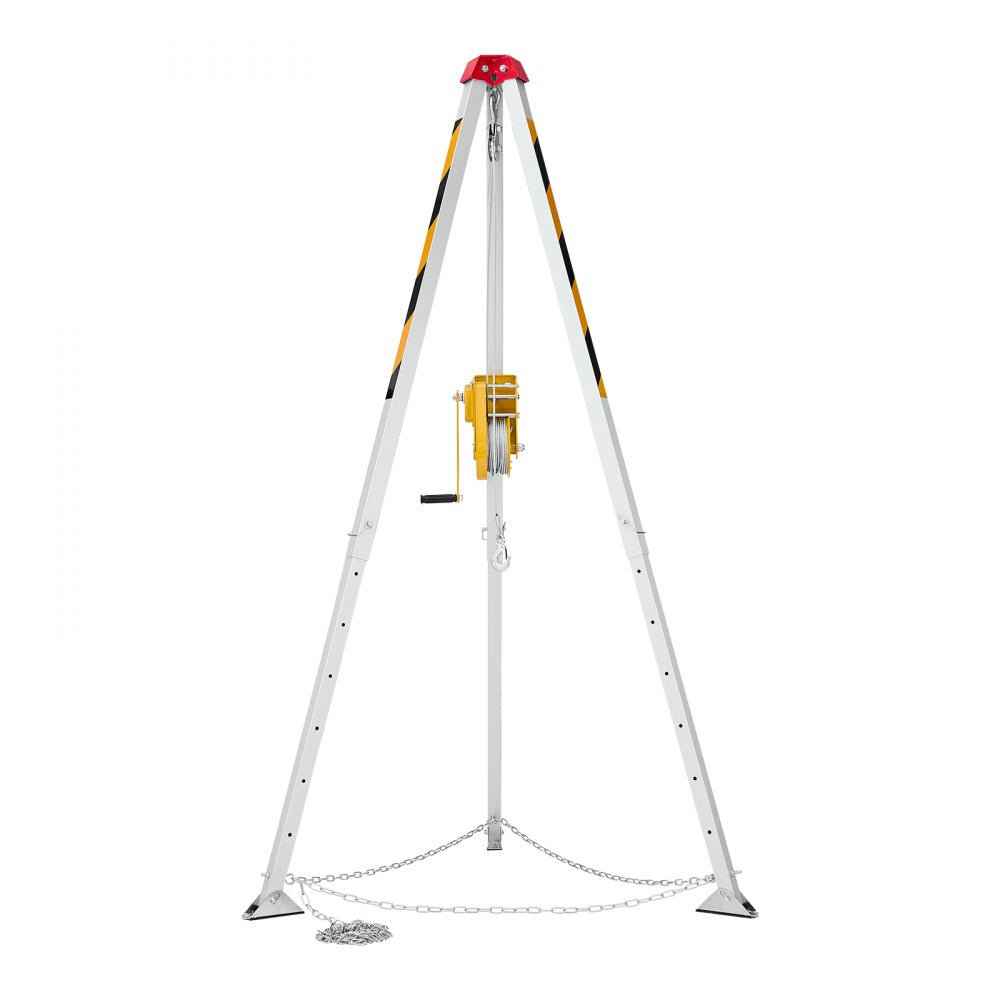VEVOR Confined Space Tripod Kit, Heavy Duty Rescue Tripod Lifting Hoist 2600 lbs Winch, 4.76 ft Adjustable Legs, 98.5 ft Cable Portable Kit, 32.8 ft Fall Protection, 5.25-8.04 ft Working Height