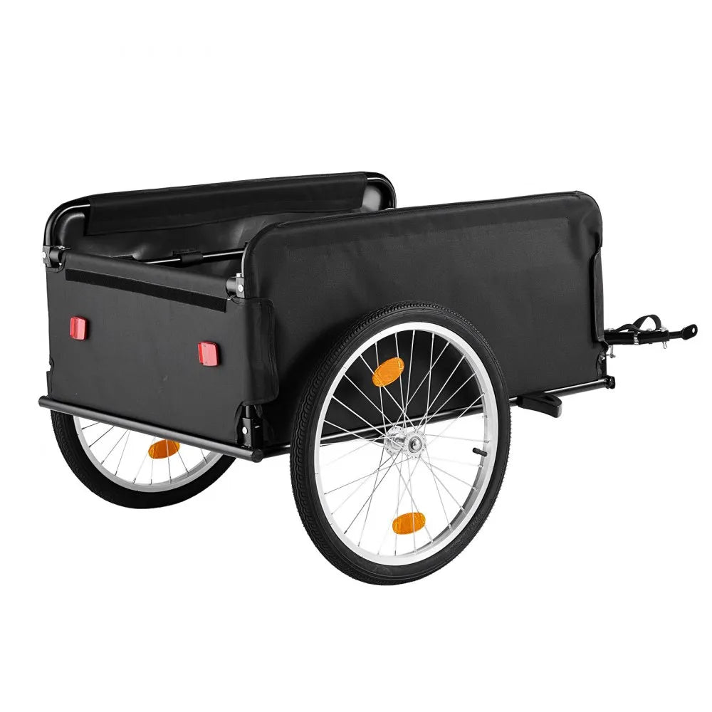VEVOR Bike Cargo Trailer 130 lbs Load Heavy-Duty Bicycle Wagon Cart Folding, Foldable Compact Storage with Waterproof Cover, 20-Inch Wheels, Reflectors, Carbon Steel Frame, Fits 22-28 in Bike Wheels