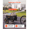 VEVOR Bike Cargo Trailer 100 lbs 2-in-1 Pushcart Heavy-Duty Bicycle Wagon, Cart with Waterproof Cover, 7 in & 16 in Wheels, Reflector, Carbon Steel Frame, Fits 22-28 in Bike Wheels, for Carrying Cargo