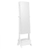 VEVOR Mirror Jewelry Cabinet, Standing Mirror with Storage, Lockable Jewelry Mirror Organizer with Full Length Mirror, Velvet Lining, Interior LED Light, Drawer, Freestanding Jewelry Armoire, White