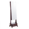 VEVOR Mirror Jewelry Cabinet, Standing Mirror with Storage, Lockable Jewelry Mirror Organizer with Full Length Mirror, Velvet Lining, Interior LED Light, Drawer, Freestanding Jewelry Armoire, Brown