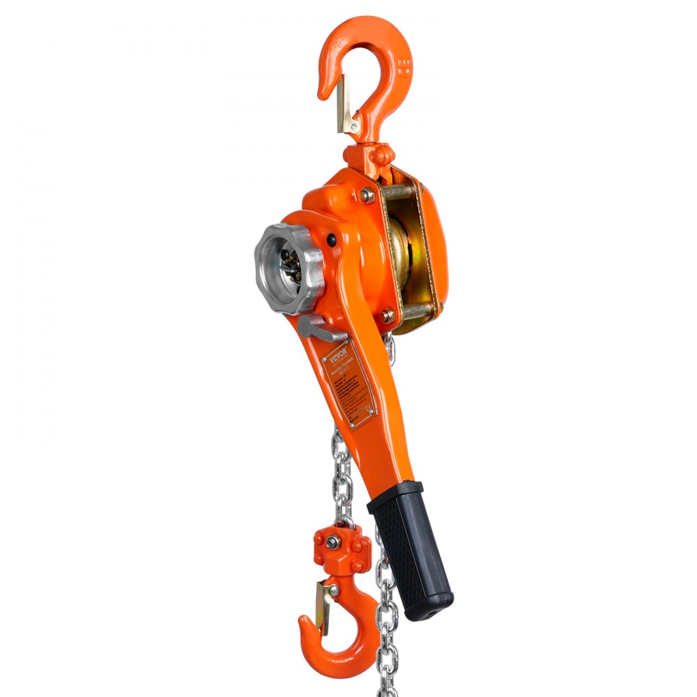 VEVOR Hand-Operated Chain Lift, 1650 lbs Load, 5ft Length, G80 Zinc-Coated Steel, Dual-Pawl Brake System, Automatic Chain Guide & Swivel Hook, Ideal for Workshops, Warehouses, and Loading Docks