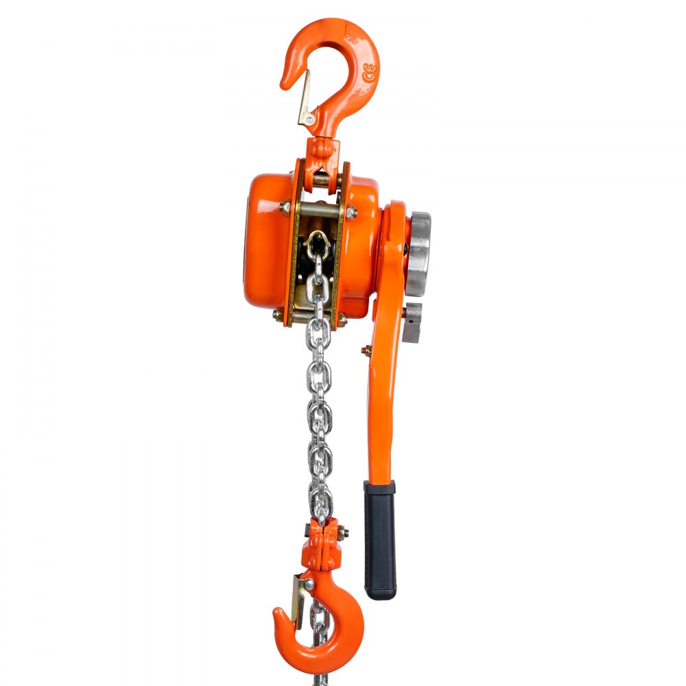 VEVOR Hand-Operated Chain Lift, 1650 lbs Load, 5ft Length, G80 Zinc-Coated Steel, Dual-Pawl Brake System, Automatic Chain Guide & Swivel Hook, Ideal for Workshops, Warehouses, and Loading Docks