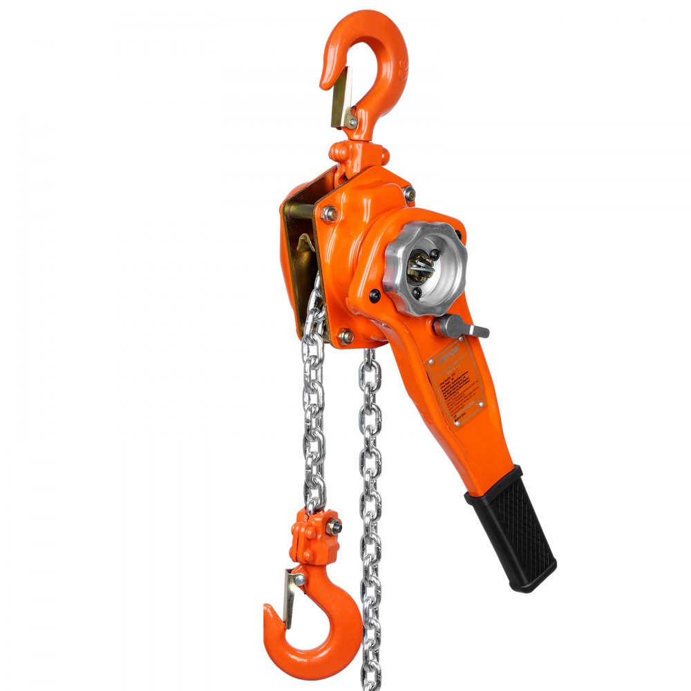 VEVOR Hand-Operated Chain Lift, 1650 lbs Load, 5ft Length, G80 Zinc-Coated Steel, Dual-Pawl Brake System, Automatic Chain Guide & Swivel Hook, Ideal for Workshops, Warehouses, and Loading Docks