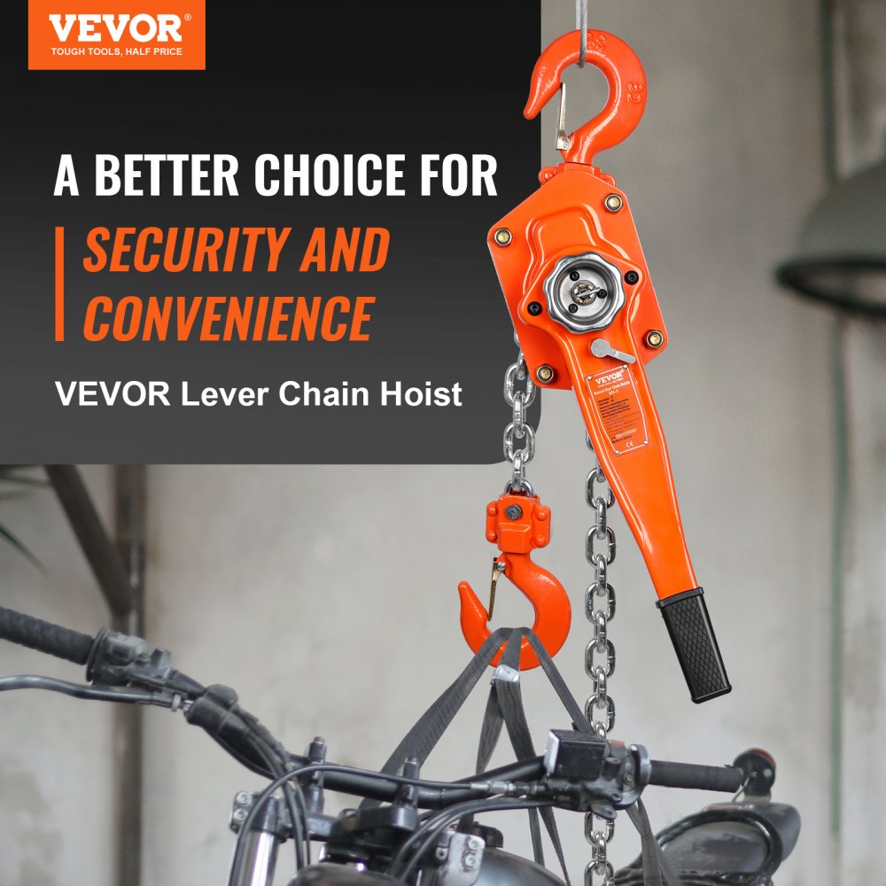 VEVOR Manual Lever Chain Hoist, 3 Ton 6600 lbs Capacity 10 FT Come Along, G80 Galvanized Carbon Steel with Weston Double-Pawl Brake, Auto Chain Leading & 360° Rotation Hook, for Garage Factory Dock
