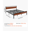 VEVOR King Size Bed Frame, 14 Inch Black Metal Platform Bed Frame with Retro Brown Wooden Headboard and Footboard, Large Under-Bed Storage, Non-Slip Without Noise, No Box Spring Needed, Easy Assembly
