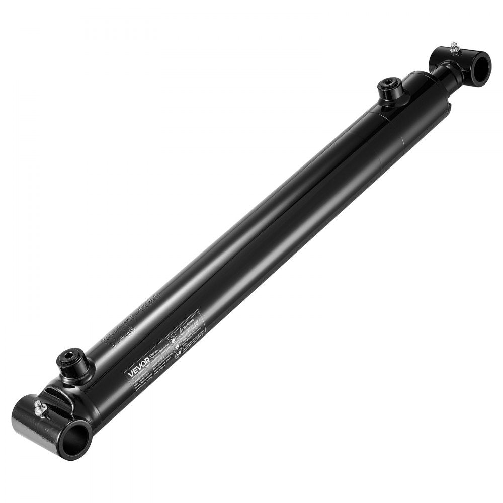 VEVOR Double Acting Hydraulic Cylinder, 2" Bore x 16" Stroke, Max 3500PSI Hydraulic Cylinder, Heavy-Duty Welded Cross Tube Cylinders with 1" Pin Hole & SAE #6 Port for Agricultural Machinery, Tractors